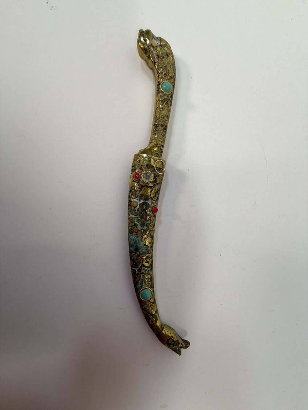 Vintage Ornate Brass Letter Opener with Scabbard Marked Turkey